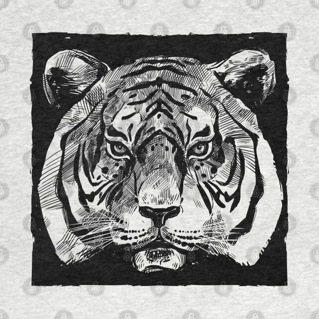 Tiger Head Hand Drawn by KC Happy Shop